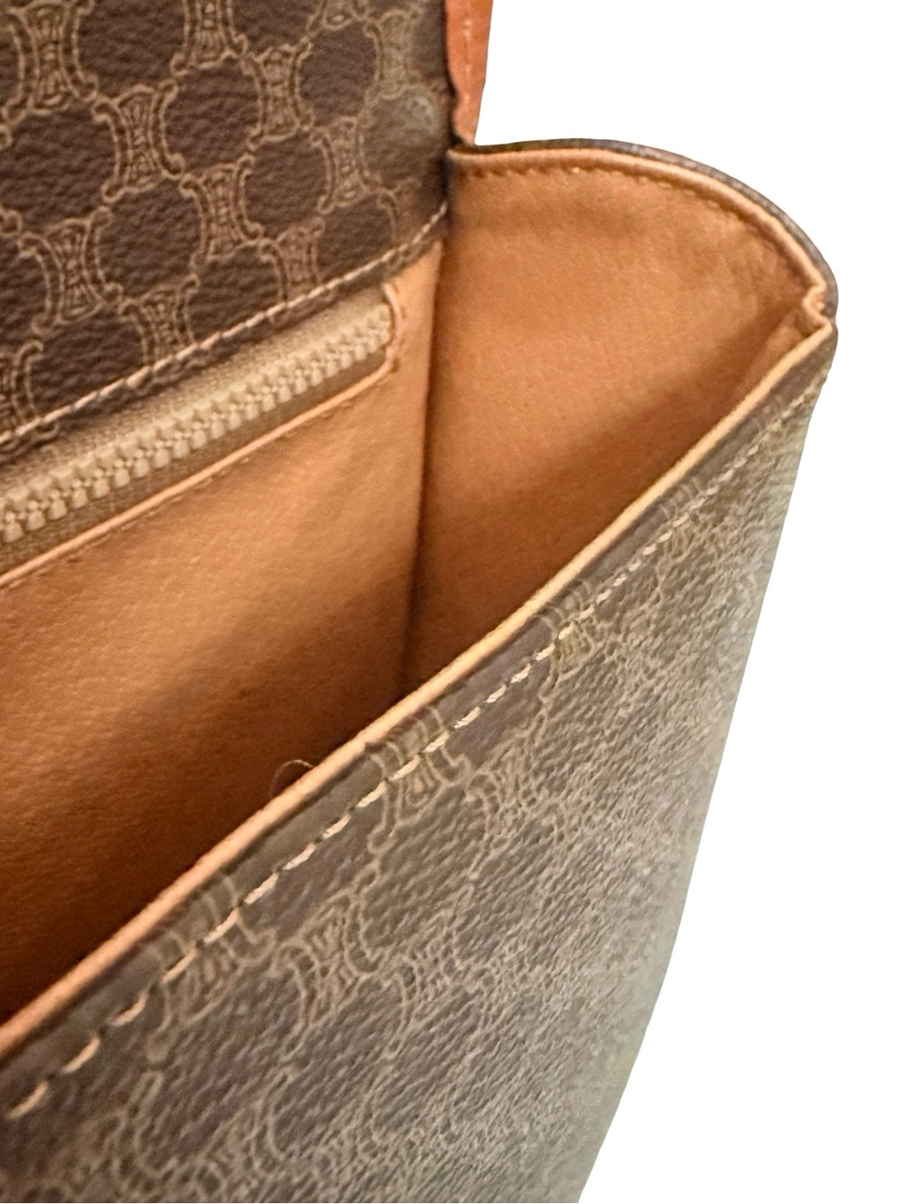 Vintage Celine Macadam Crossbody Brown PVC Leather Shoulder Bag with Back Pocket - Picture 8 of 16
